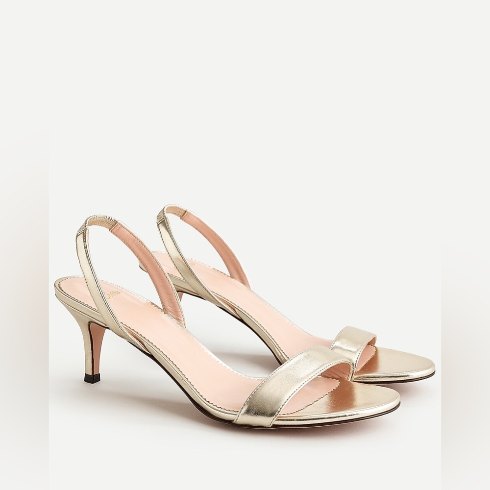 J. Crew Metallic Gold Slingback Kitten Heels